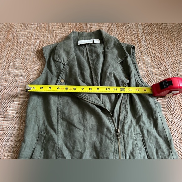 Cynthia Rowley Women's Army Green Linen Moto Vest,Sleeveless,Size Small - Picture 6 of 8